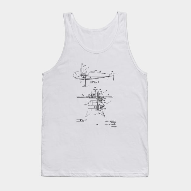 Helicopter Pitch Control Vintage Patent Hand Drawing Tank Top by skstring